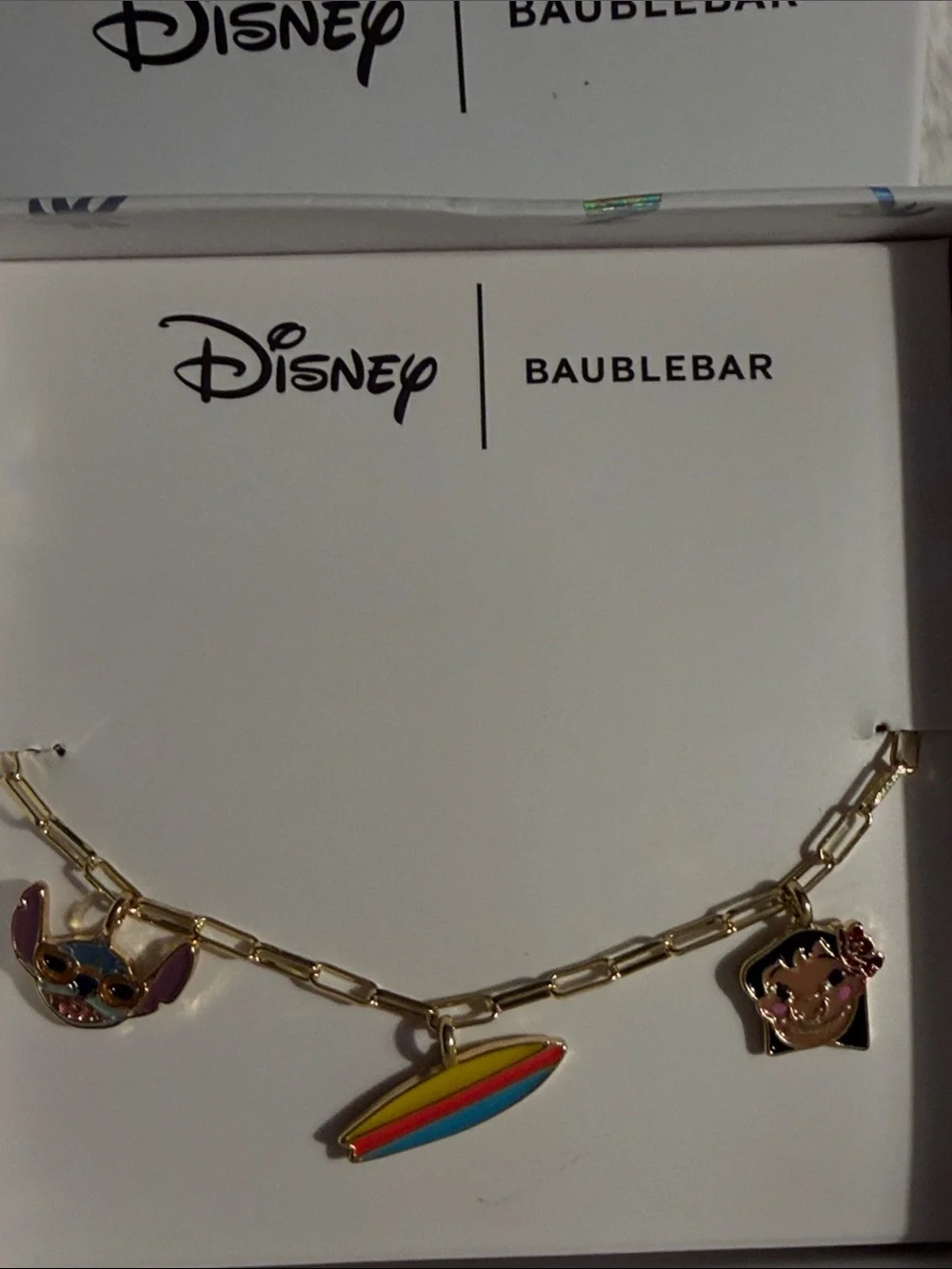 Disney x BaubleBar Gold Bracelet with Colorful Surfboard - Picture 2 of 3